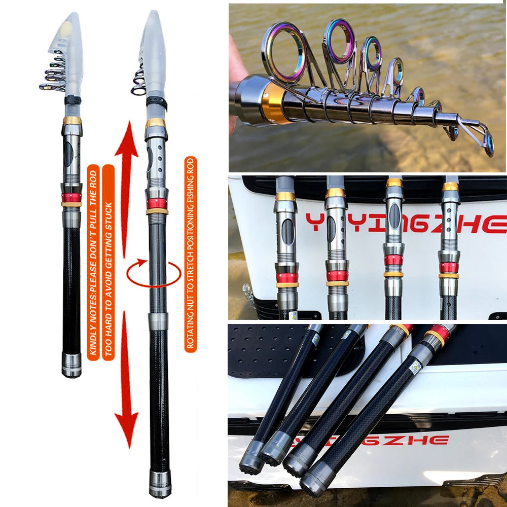 Telescopic Carbon Fiber Spinning Fishing Rod/Reel Combo - Fozz&