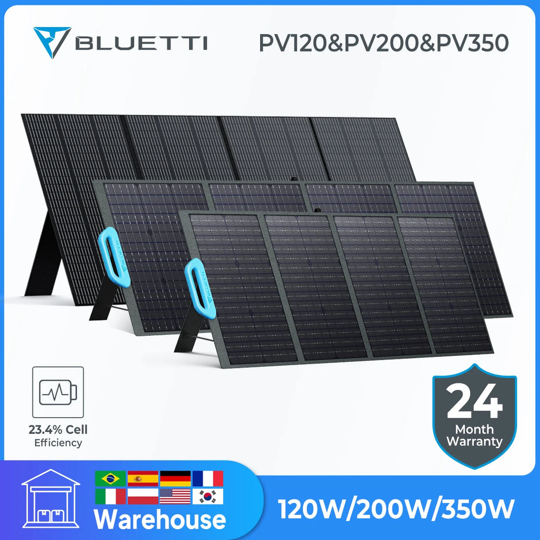 BLUETTI Powerful Solar Panel Portable 120W 200W 350W Folding Solar Panels