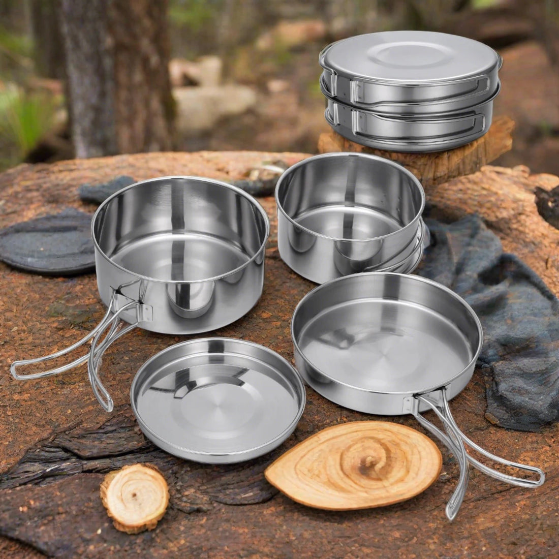 Outdoor Stainless-Steel Camping Cookware Set - Fozz&