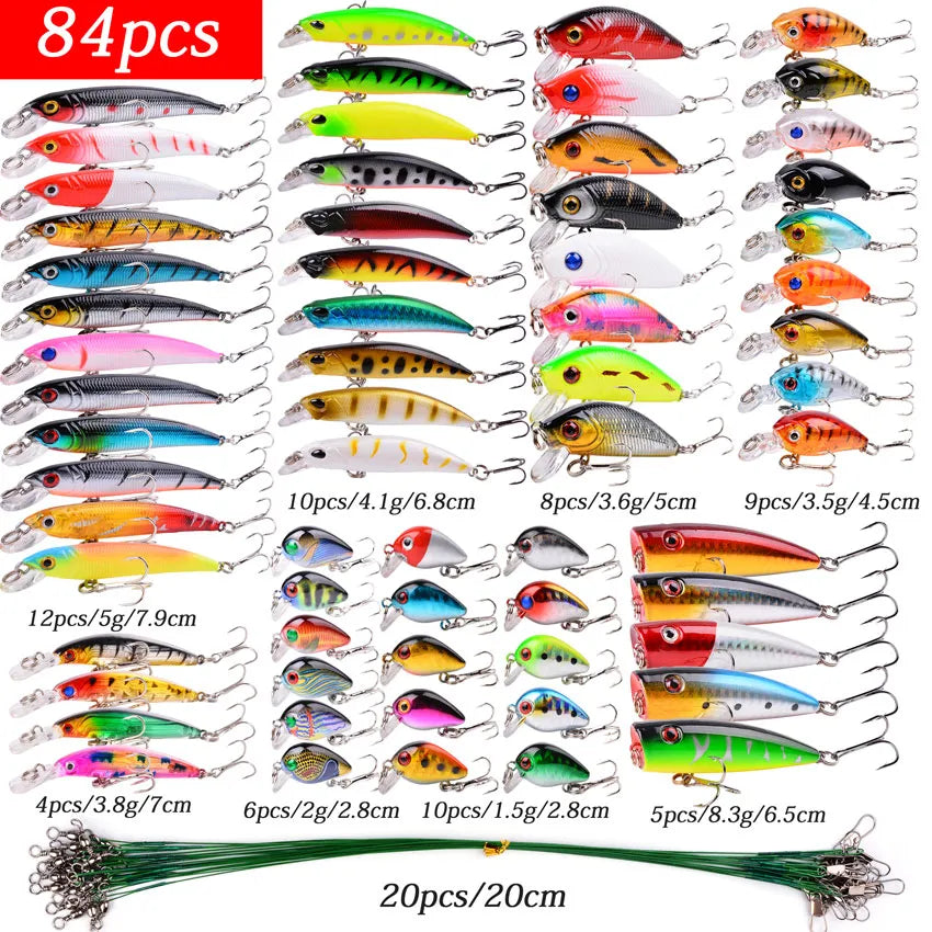 Mixed Fishing Lure Kits Crankbait Minnow Popper Lures