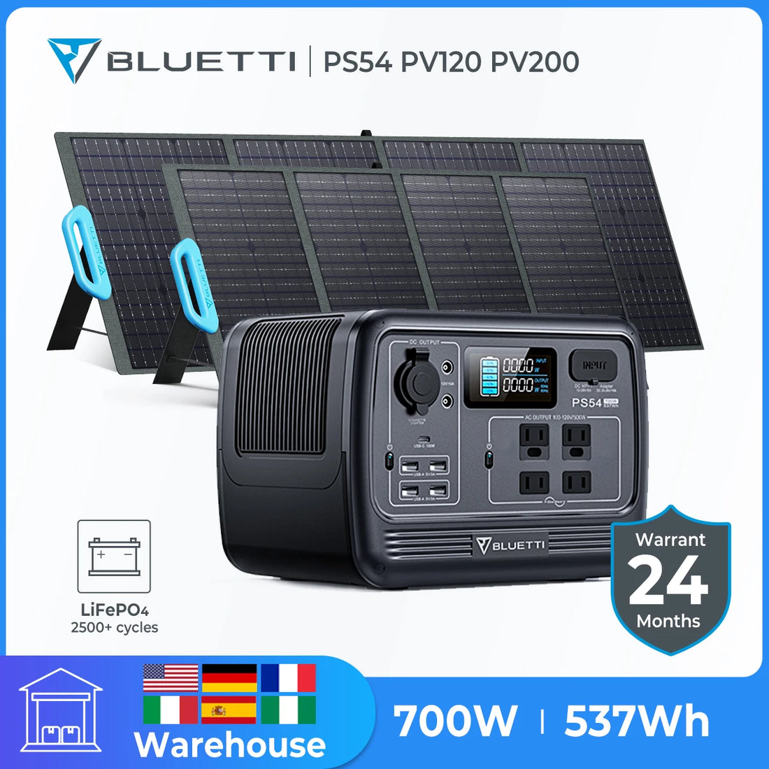 BLUETTI PS54 700W 537Wh Portable Power Station - Fozz&