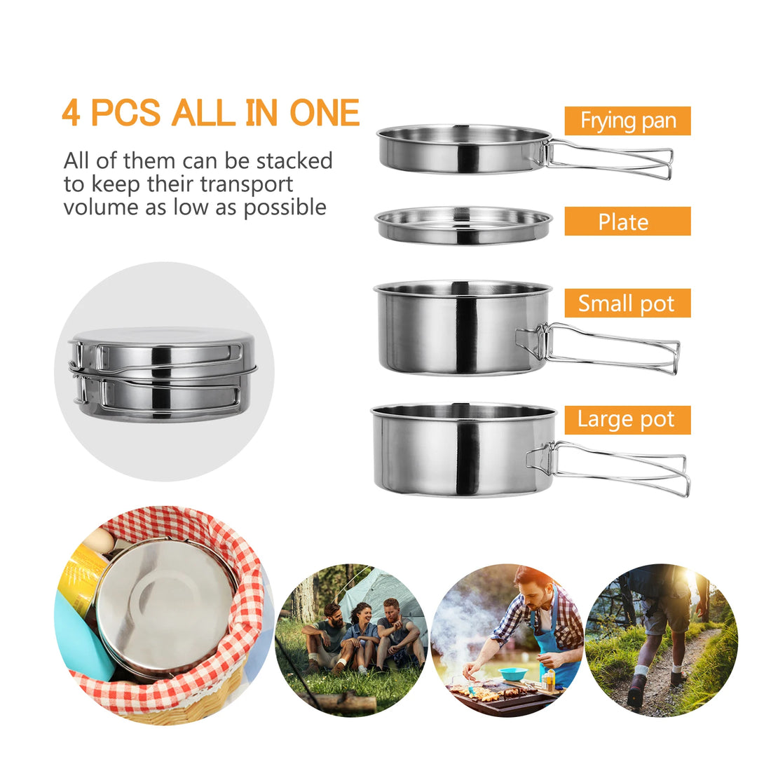 Outdoor Stainless-Steel Camping Cookware Set - Fozz&